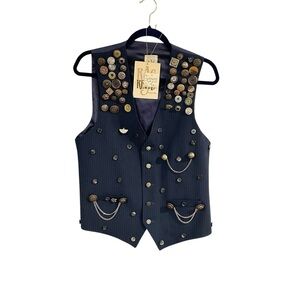 “Rag Retro” OSFM Vintage Relic Blue Vest with Unique Button Accents